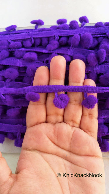Purple Pom Pom Fringe Trim, Pompom Trimming, Tassels
